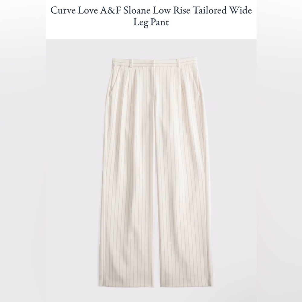 Abercrombie & Fitch Cream Pinstripe Wide Leg Pants